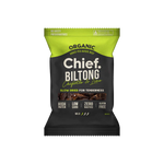 Chief Chipotle & Lime Biltong by Chief Nutrition offers high protein, low carb content. It's slow air-dried, healthier than jerky, gluten-free, with zero nasties and a mild spiciness for guilt-free snacking.