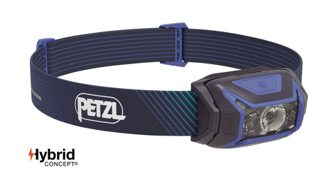 Replace: Blue Petzl rechargeable headlamp
With: Blue Petzl Actik Core 

Adjusted Sentence: Blue Petzl Actik Core with adjustable strap and HYBRID CONCEPT design featuring multiple light settings.