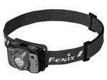 The Fenix Lighting HL12R V2.0, featuring SST20 white and 2835 red LEDs, is a gray and black headlamp with an adjustable elastic strap for hands-free illumination.