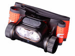 The Fenix Lighting HM65R-T V2.0 is a black and red rechargeable headlamp with Luminus SST40 & OSRAM LEDs, adjustable strap, dual front lights, and side knobs—perfect for hands-free trail running illumination.