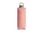 The DiFold Origami Bottle by Difold is a pink, geometric-patterned collapsible water bottle made from plant-based polymer with a silver screw-top lid, shown upright on a white background.