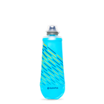 HydraPak Nutrition Soft Flask 250ml by Hydrapak, featuring a spout lid and diagonal stripe design in blue, ideal for on-the-go hydration.