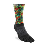 A Injinji Spectrum Trail Women's Midweight Crew sock with colorful skulls - perfect for the women who love unique designs.