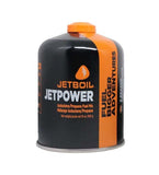 A Jetboil JetPower Fuel canister for portable cooking stoves.