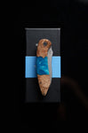 Introducing the Koi "Kyle" | The Kookaburra EDC Pocket Knife by Koi Knives, a must-have for outdoor enthusiasts. This folding pocket knife boasts a stylish wooden handle highlighted with blue accents and a durable stainless steel blade. Elegantly displayed in a black box with a blue band, it’s the perfect choice for everyday carry (EDC).