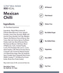The ingredients for Mexican chili have higher fatty acid levels and energy density compared to Radix Ultra 800kCal Meals by Radix.