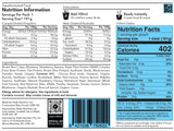 Nutritional label and preparation instructions for a Radix Original 400kCal Breakfasts designed for athletes.