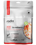 Packaging of Radix Original 400kCal Breakfasts with 21 grams of protein, gluten-free, and a 117 natural ingredients index designed for athletes and an active lifestyle.