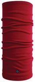 A red Headsox 100% Australian Merino Wool neck gaiter on a white background.