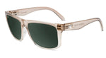 Knockaround Torrey Pines Sunglasses, offered by Knockaround, feature transparent frames with dark, impact-resistant lenses and have a distinctive "K" logo on the temple.