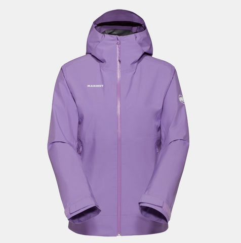 The Mammut Alto Light HS Women's Jacket is a lightweight, purple hiking jacket with a front zipper and the Mammut logo on the chest, shown against a plain white background.