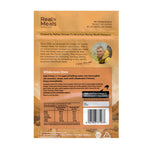 Back of a Real Meals Wilderness Stew package showing preparation instructions, product details, and an image of a man in outdoor gear enjoying the hearty minced beef stew by Real Meals.