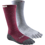 A pair of Injinji Outdoor Hiker & Liner Women's Crew socks with moisture management for hiking adventures.
