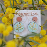 Pixie Nut & Co. Golden Wattle Australian Wildflower Round Earrings