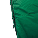 Close-up of the Mont Zodiac 700 Sleeping Bag by Mont, designed for cold weather camping, featuring a partially open black zipper on the left side.