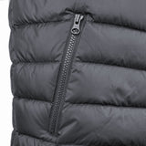 Close-up of a 3 Peaks Women's Down Vest by 3 Peaks showing a zippered pocket, featuring water repellent fabric for added protection.