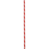 The Edelrid PES Accessory Cord PER METRE, shown in red and white stripes against a white background, highlights the quality design of Edelrid.
