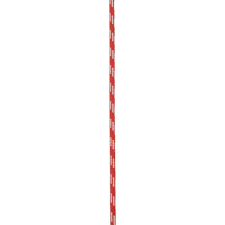 The Edelrid PES Accessory Cord PER METRE, shown in red and white stripes against a white background, highlights the quality design of Edelrid.