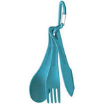 A Sea to Summit Delta Cutlery Set with a blue fork and spoon.