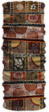 A Headsox scarf featuring an Indigenous art-inspired Aboriginal desert design.