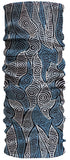 An Headsox Australian Indigenous Art inspired blue and white patterned fabric.