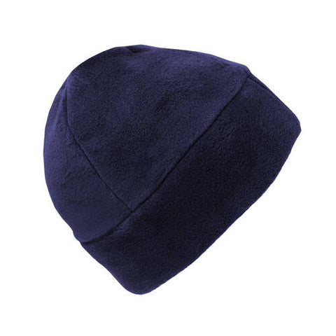 A navy blue lightweight 3 Peaks Bunya Beanie isolated on a white background.