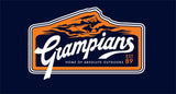 A logo for Grampians Frontier Logo Stickers featuring the Absolute Outdoors brand on a dark blue background.