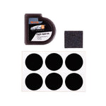 A set of four Super B Glueless Patch Kits with a black adhesive on a white background.