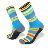 Wilderness Wear Merino Fusion Light socks, featuring colorful stripes and elasticated arch support.