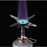 A Soto WindMaster stove with micro regulator technology produces a blue flame even in windy conditions.