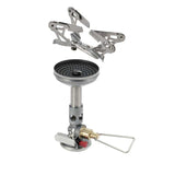 A camping stove with a handle and Soto Windmaster stove.