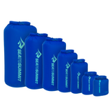 A Sea to Summit lightweight dry bag in blue with a DWR finish.