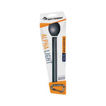 Packaging of the Sea to Summit Alphalight Long Spoon, crafted from ultralight anodized aircraft aluminum. This utensil includes a convenient accessory carabiner, making it ideal for outdoor adventures.